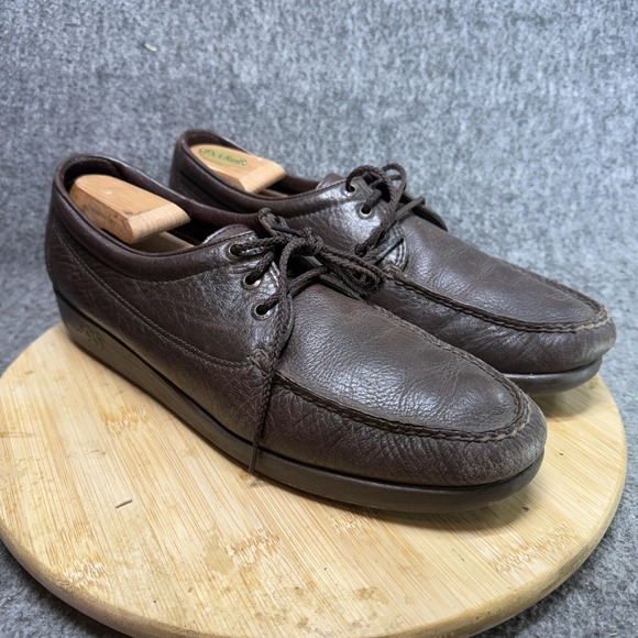 SAS Bout Time Shoes Mens Size 12.5 Brown Leather Moc Toe Comfort Walking Lace Up - Picture 8 of 10
